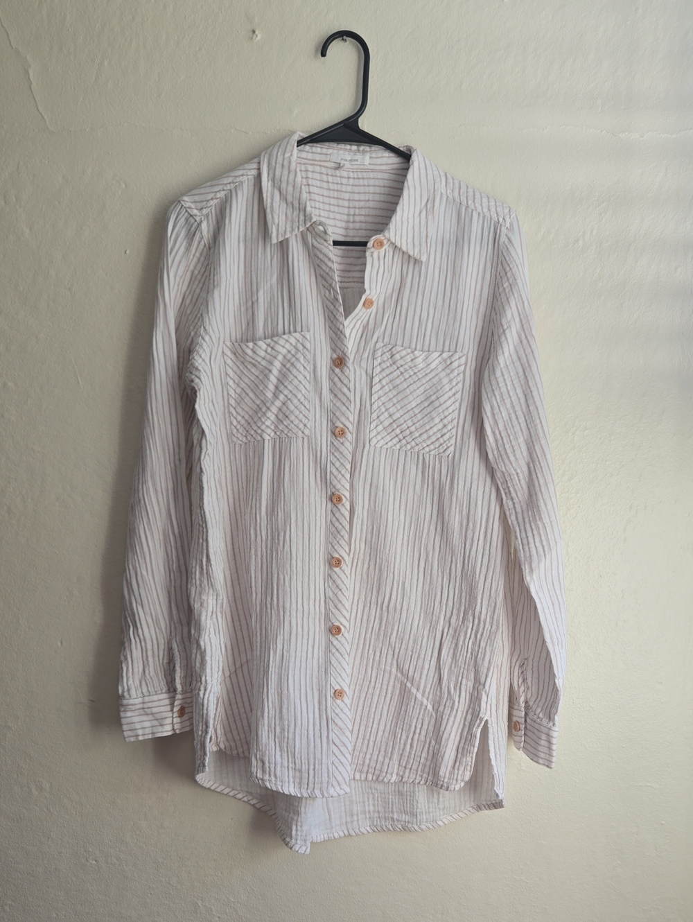 Maurices White Shirt with Gray Pinstripes